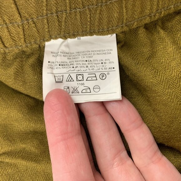 Old Navy Gathering Moss Brown Linen Blend Pull On Shorts M - Picture 3 of 4